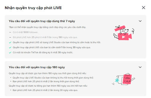 LIVE Studio Nhận quyền truy cập