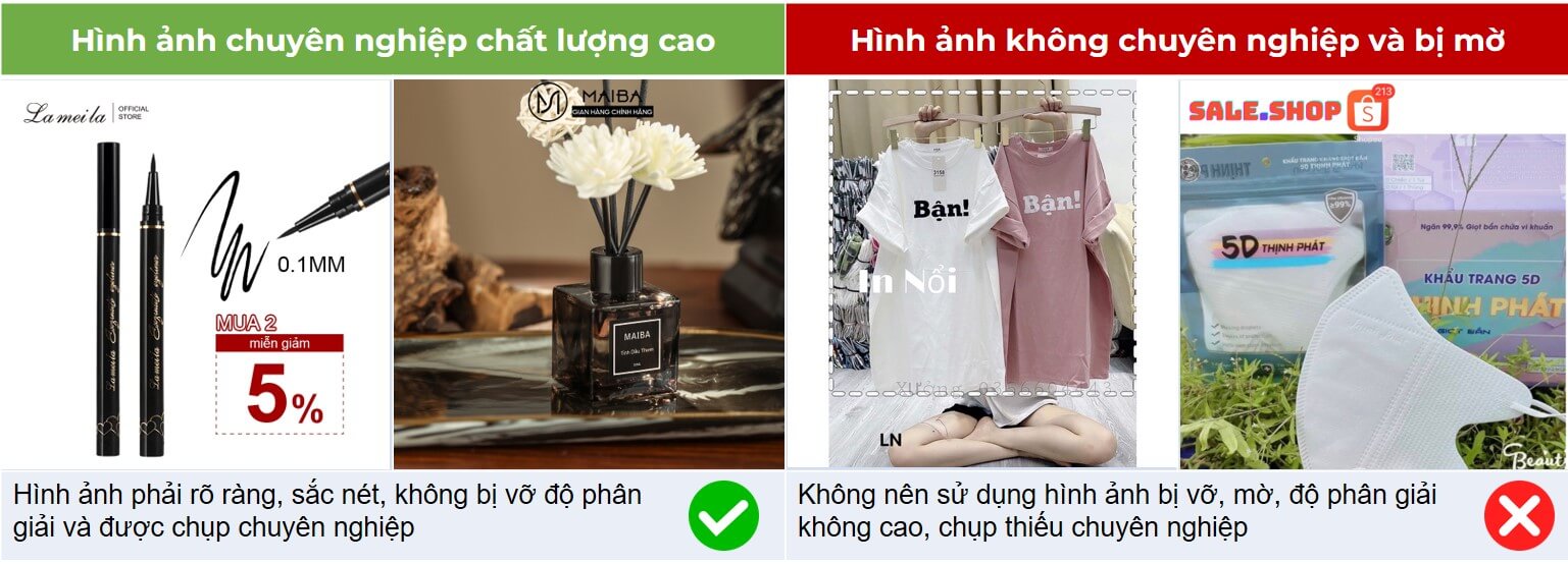 Hình ảnh shopee mall chuyên nghiệp và không chuyên nghiệp